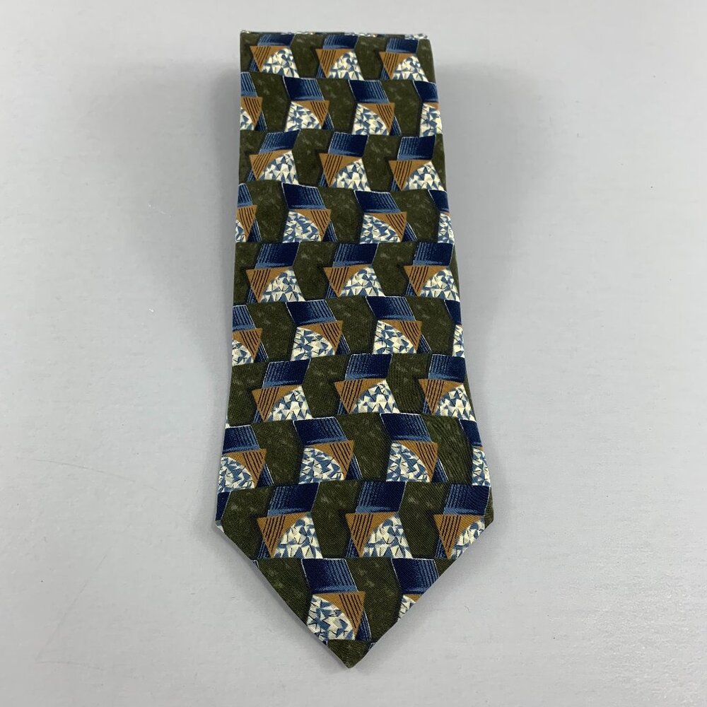 Vintage Cambridge Classics Mervyn's Green Geometric Men's Tie 4" x 60"
